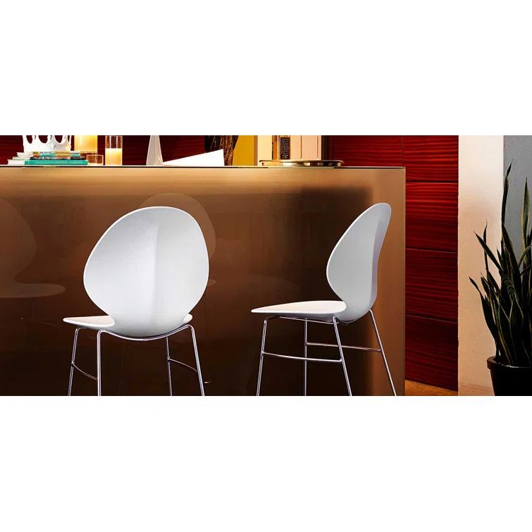 Silver Whisper Acrylic & Metal Basil Leaf Bar Stool