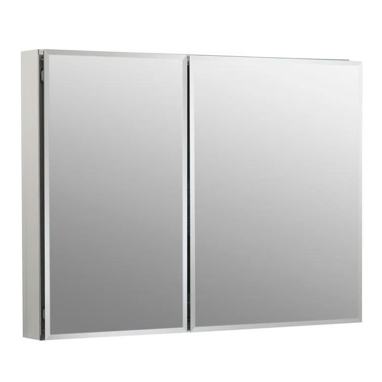 CLC Aluminum Two-Door Medicine Cabinet With Mirrored Doors, Beveled Edges