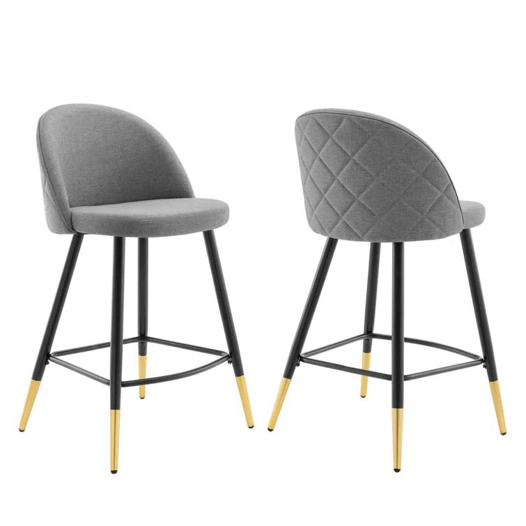 Everly Quinn Cordial Performance Velvet Counter Stools (Set of 2)