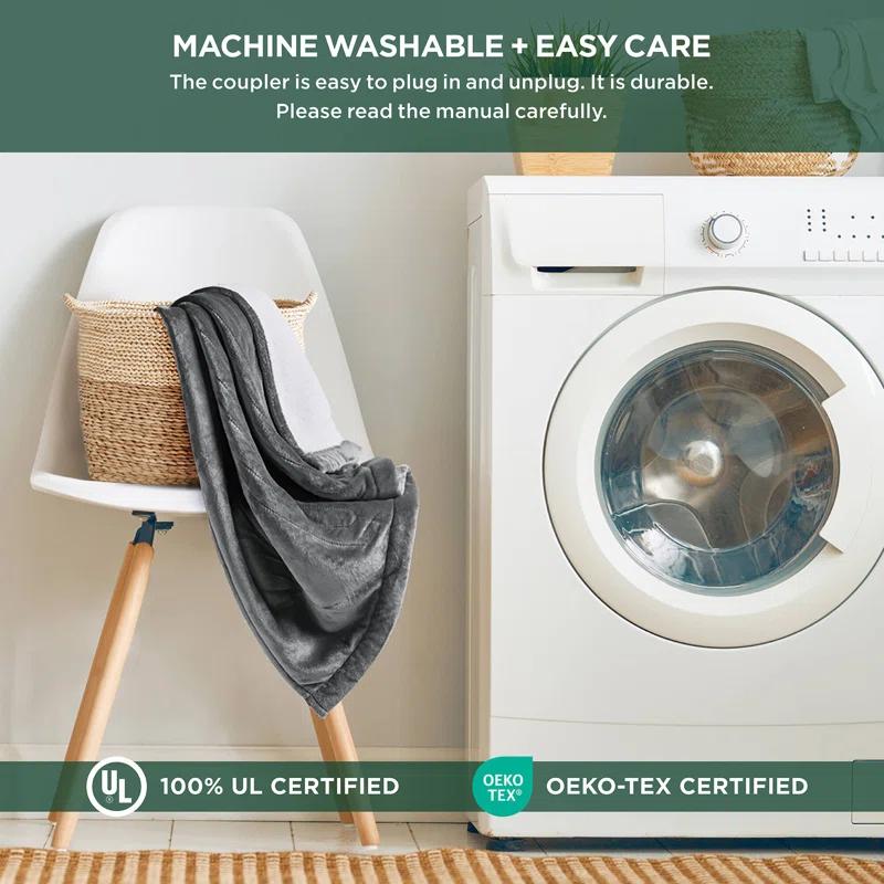 Woolrich Woolrich Heated Plush to Berber Grey Blanket Full