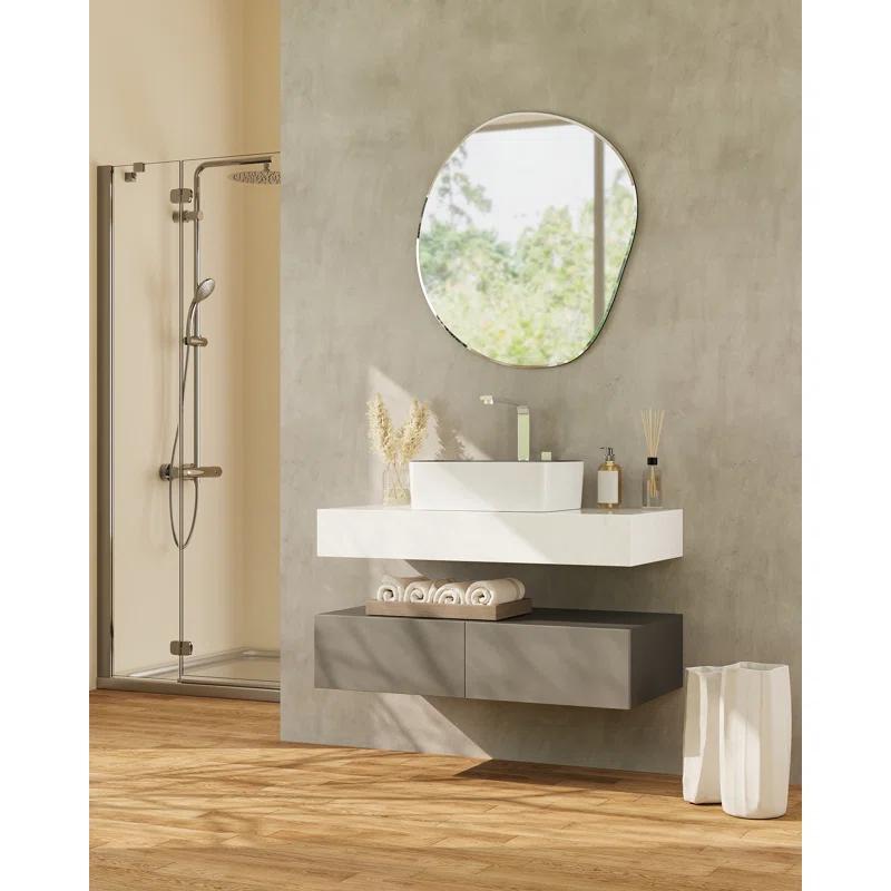 DeerValley DV-1V0317 Deervalley Liberty 16'' X 12'' Rectangular Vitreous China Vessel Bathroom Sink, White With Black Striped Edge