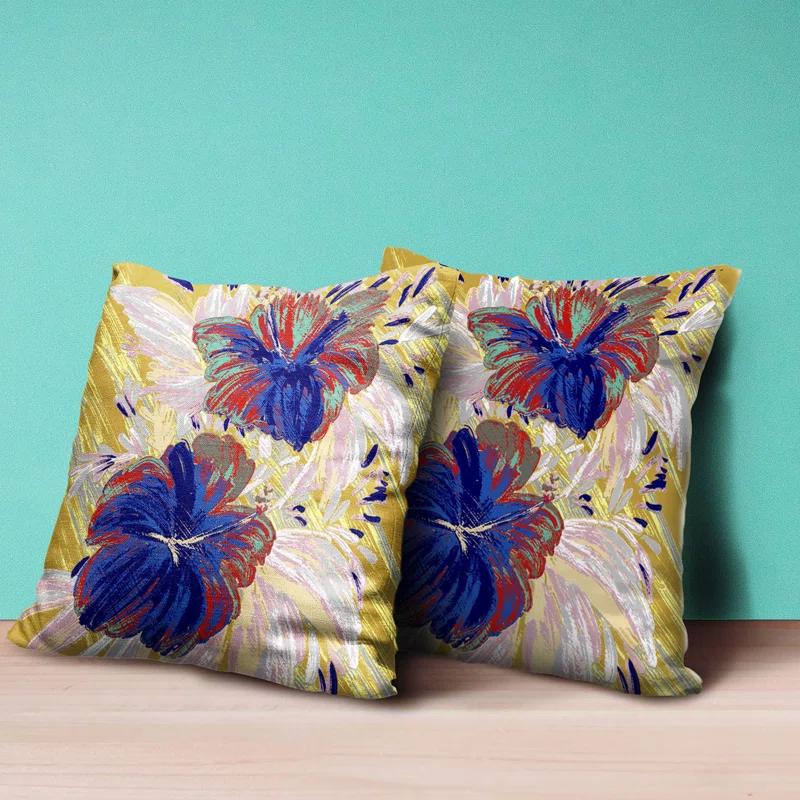 AmritaSen Floral Indoor/Outdoor Reversible Throw Pillow
