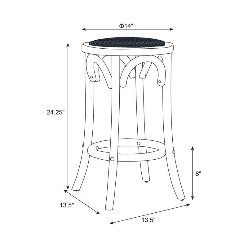 Dovecove Rae 24" Round Rattan Seat Counter Stool with Solid Wood Frame