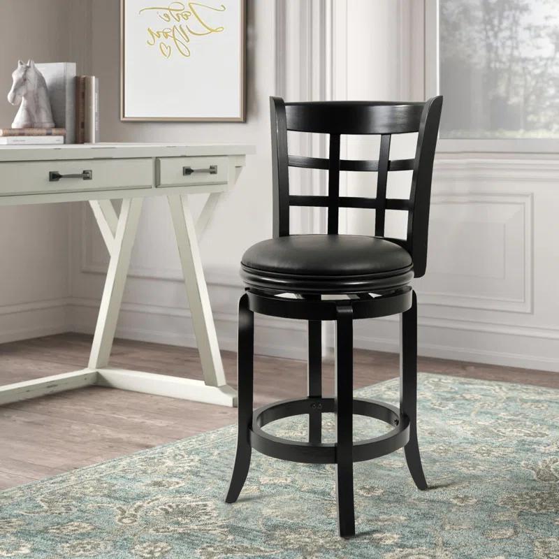 Benjara Swivel Solid Wood Counter Stool