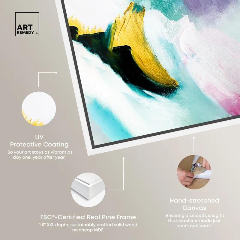 Art Remedy Art Remedy Still Violas Framed Blue Abstract 1 Piece Canvas Wall Art 56586