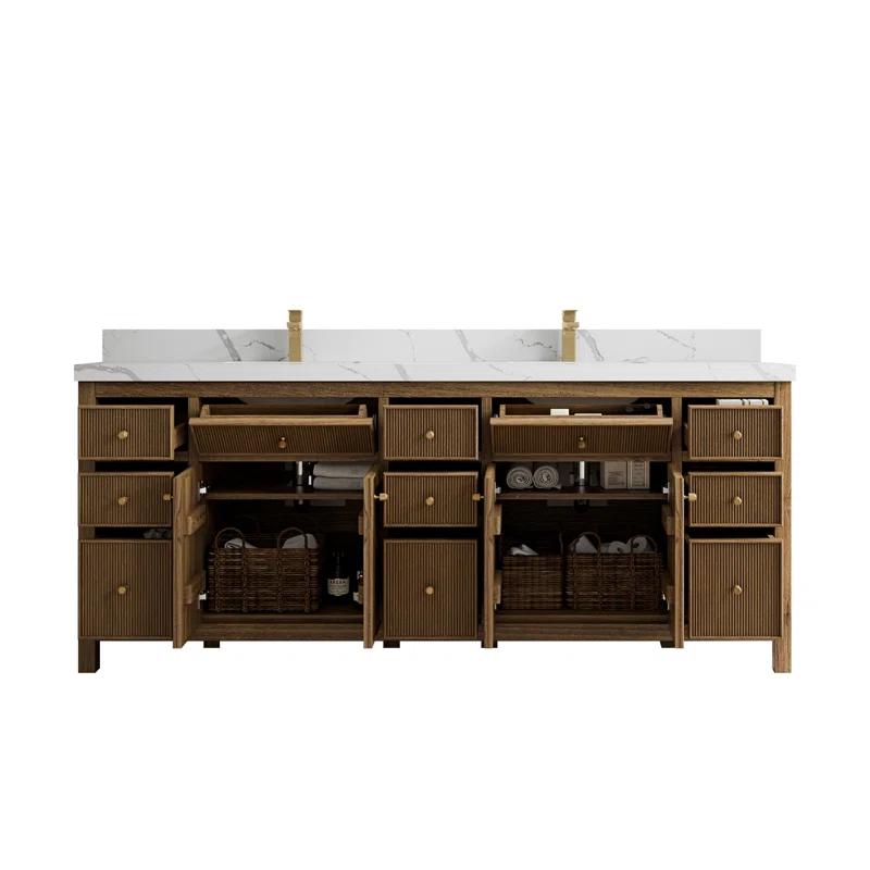 Willow Collections 84'' Double Bathroom Vanity with Quartz Top
