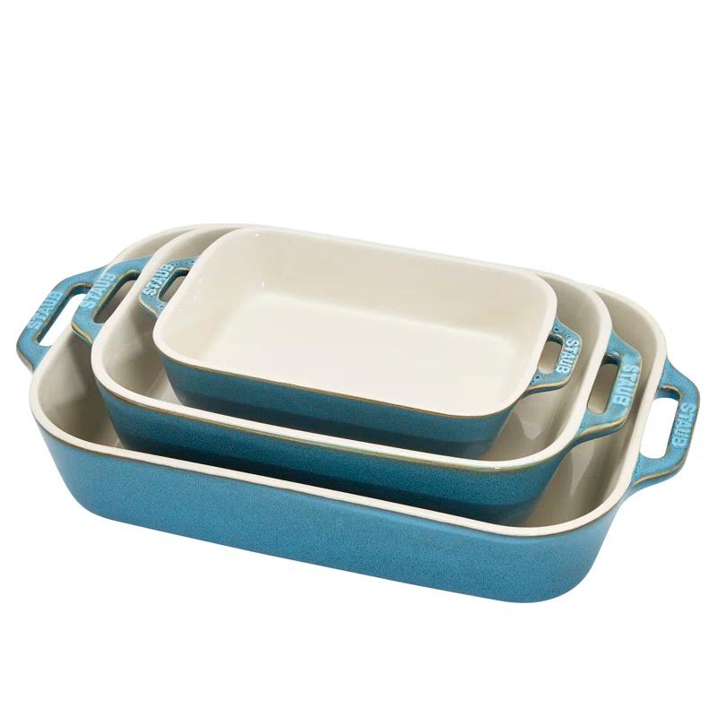 Staub ® Turquoise Rectangular Bakers, Set of 3