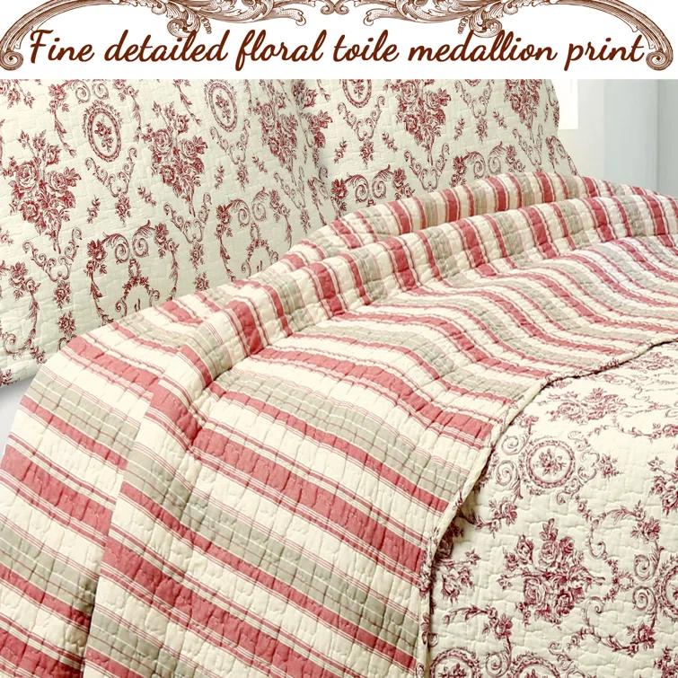 Cozy Line Home Fashion French Medallion Farmhouse / Country Cotton Medallion Quilt Set