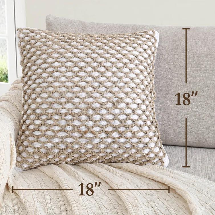 Boho Living Boho Living Jada Decorative Pillow Collection Jute/Cotton Indoor Square Throw Pillow with & Insert (Set of 2)