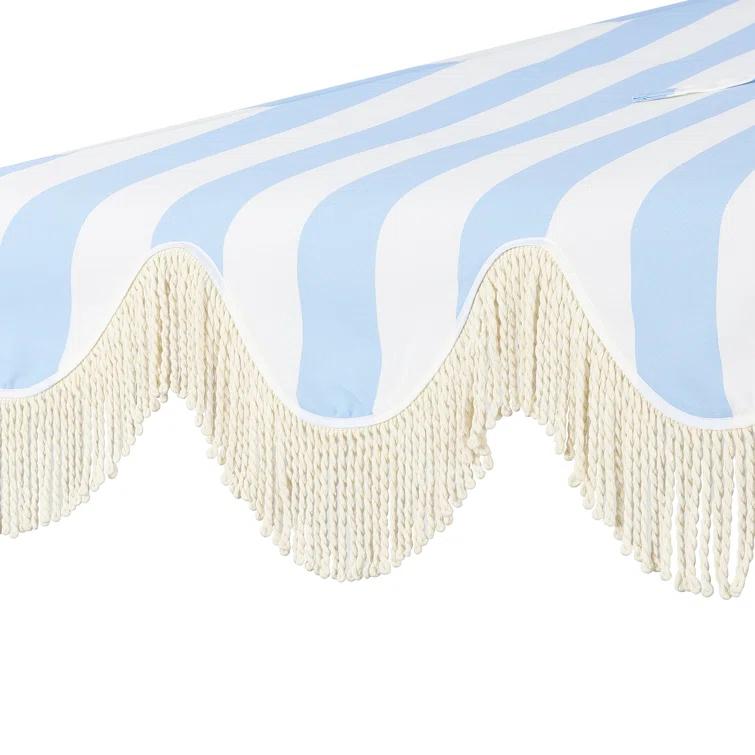 Arlmont & Co. Tasheba 9 ft. Classic Scalloped Fringe Half Market Patio Umbrella with Crank, and UV Protection
