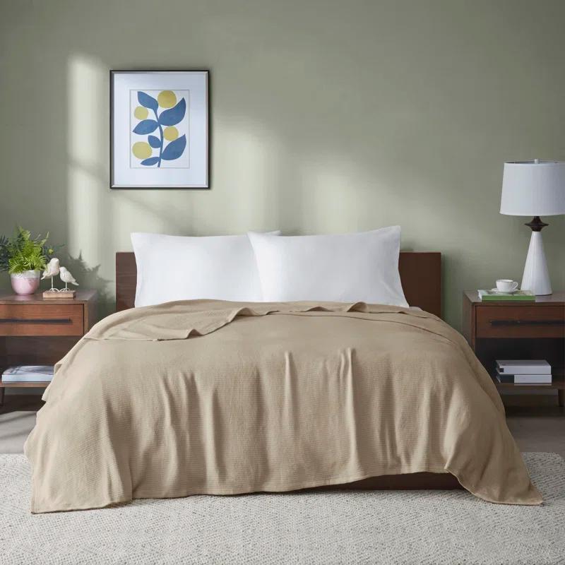 Madison Park Freshspun Basketweave Cotton Blanket