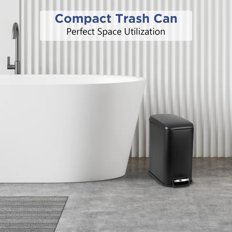 FDW Bathroom Trash Can With A Lid 1.3 Gallon  (5 L) Small Trash Bin Step Pedal Garbage Can With Removable Bucket Slim For Small Spaces For Bathroom,Bedroom,Kitchen,Office