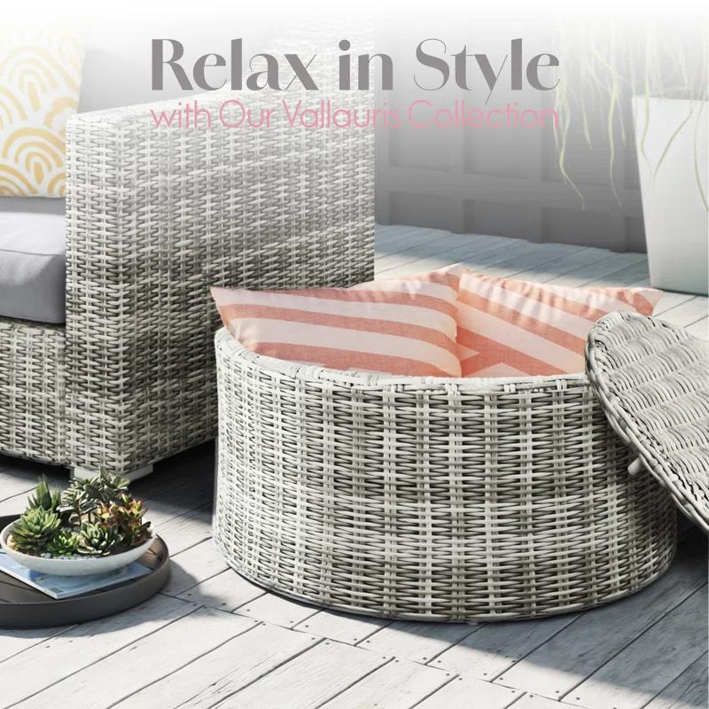 Elle Decor Elle Decor Vallauris Outdoor Coffee Table with Storage, Gray