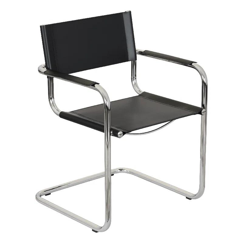 Breuer Chair Company Mart Stam Cantilever Armchair Arm Chair w/ Chrome-Plated Steel Frame (Various Bonded Leather Colors)