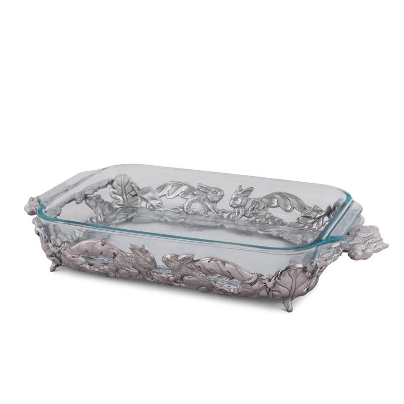 Silver Bunny Aluminum and Glass 3-Quart Casserole Dish