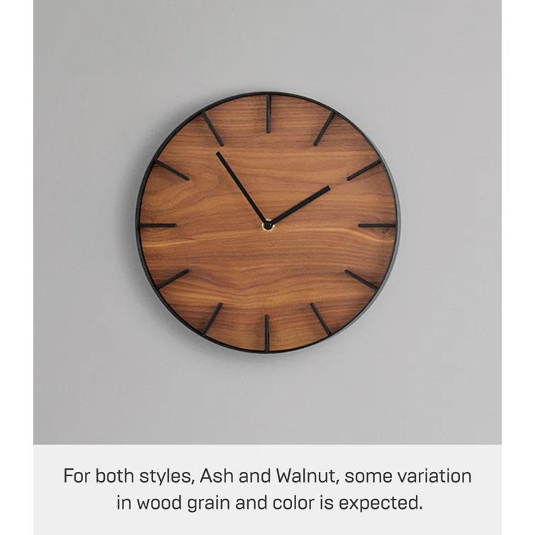 Rin Yamazaki Home Wall Clock, Modern Wood Home Decoration, Steel + Wood, Step Motion Second