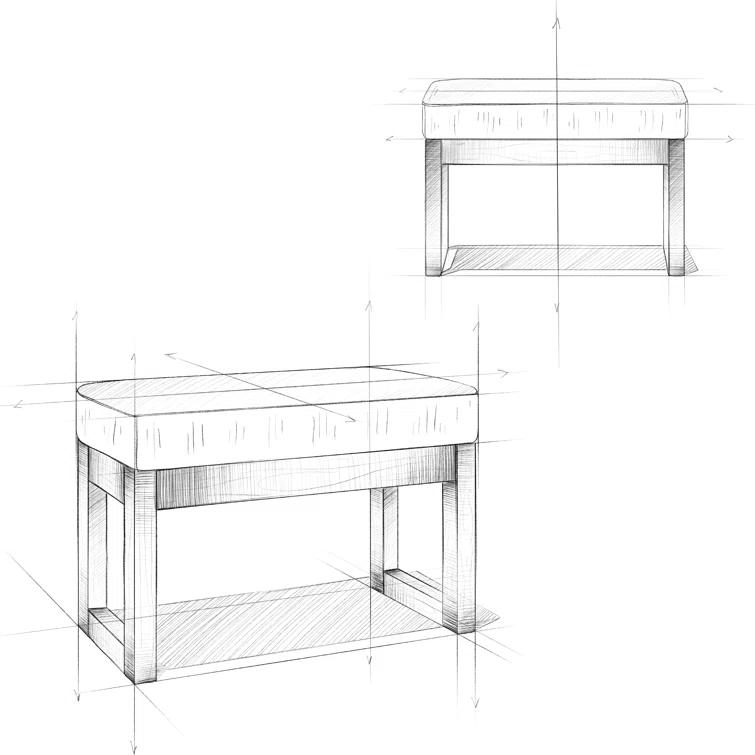 Simpli Home Milltown Ottoman Bench with Upholstered Seat and Solid Wood Frame
