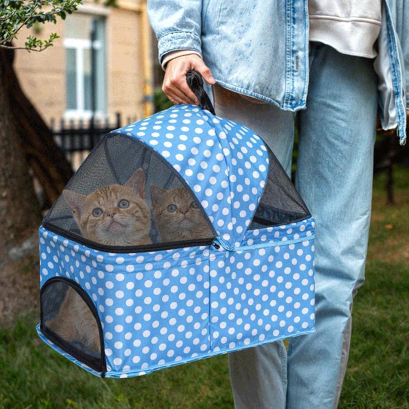 Magshion Foldable Pet Dog and Cat Stroller with Adjustable Canopy Storage Basket and Cup Holder for Small and Medium Pets
