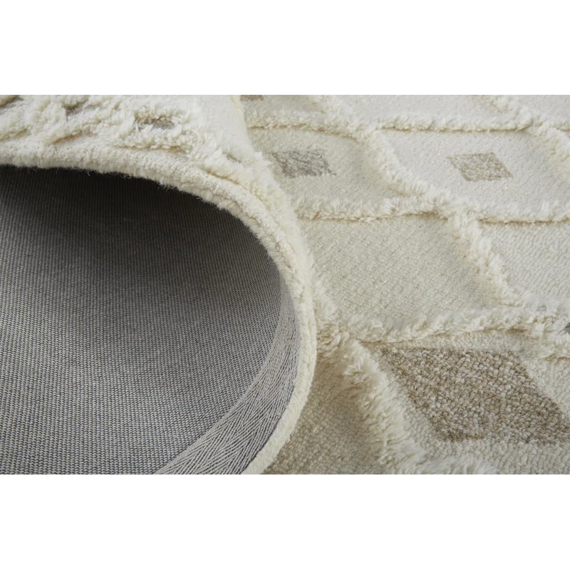 The Twillery Co.® Eulalie Geometric Handmade Tufted Wool/Cotton Ivory Area Rug