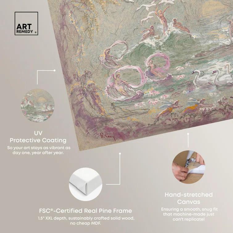 Art Remedy Lake Scene with Fairies Canvas Classic Landscape Art by Art Remedy