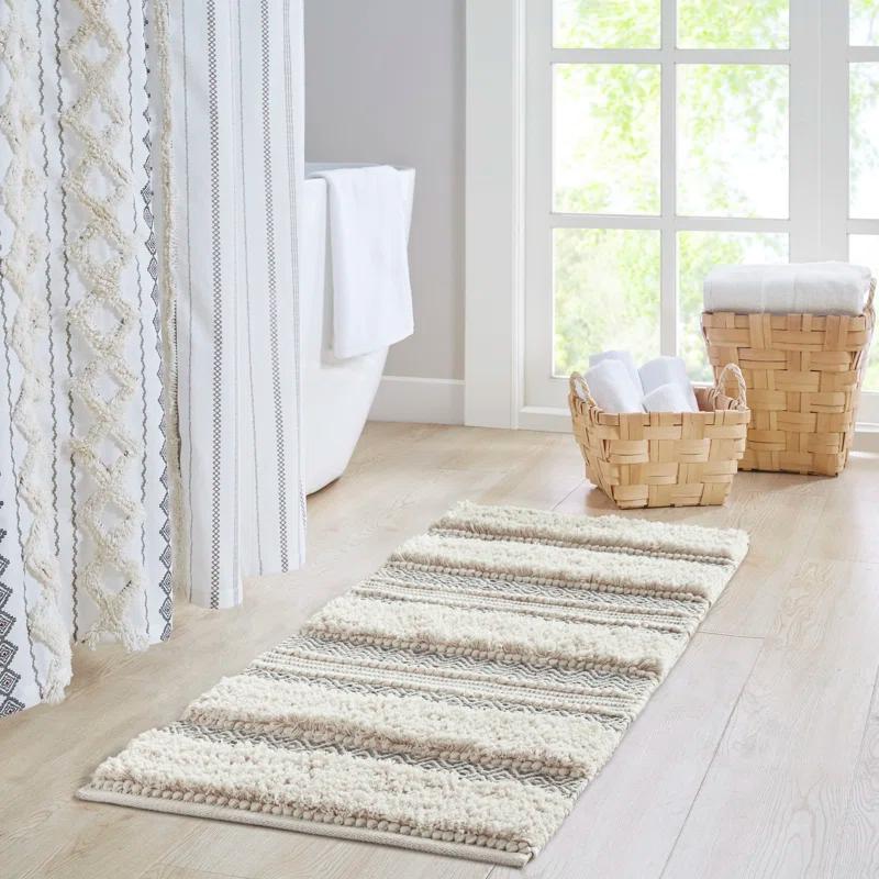 INK+IVY Asher Cotton Blend Bath Rug with Non-Slip Backing