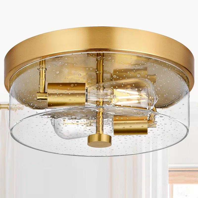 Flush Mount Ceiling Light Fixtures, 2-Light and Ceiling Mount for Farmhouse with Glass Lampshade