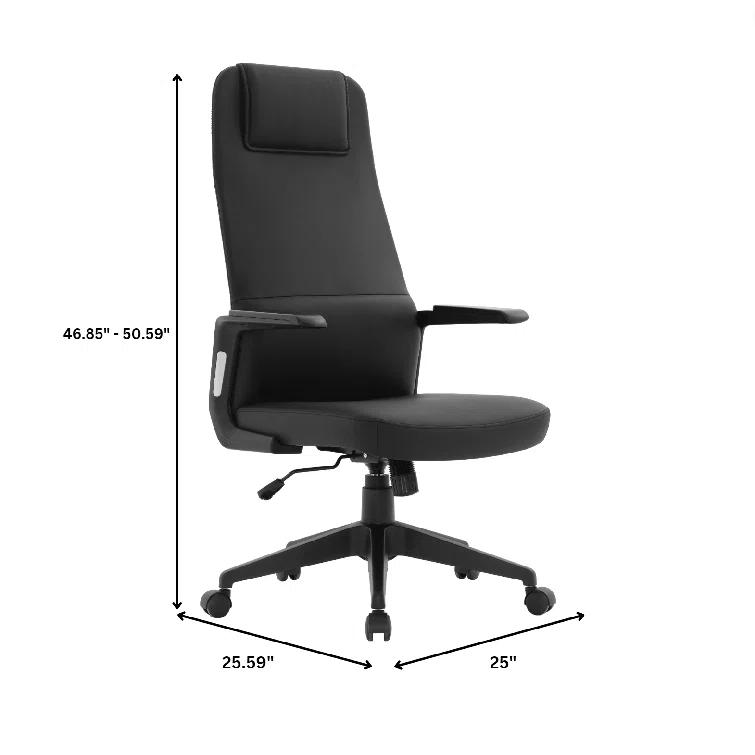 Inbox Zero Mylaya Leather/Polyester Office & Conference Chair – Adjustable, Tilt-Controlled Executive Ergonomic Seating with Swivel for Home Office, Conference Room