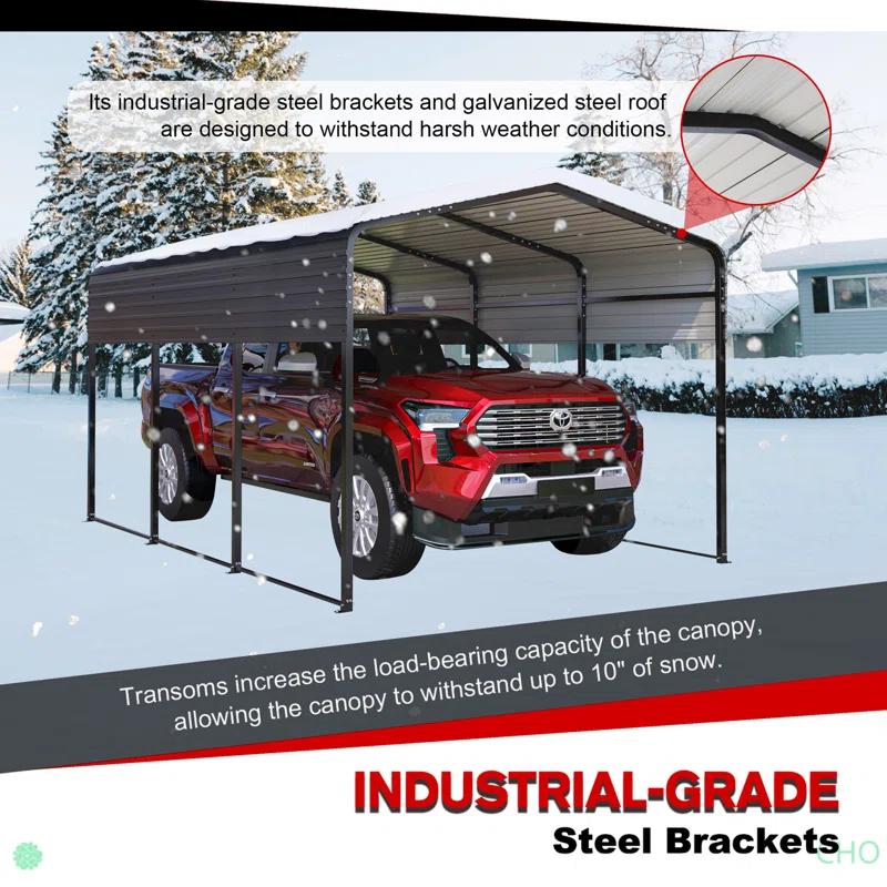 BVNECXP 10X15 Metal Carport Carports With Enhanced Base Heavy Duty Garage Outdoor Galvanized Car Shelter For Car, Boats And Truck