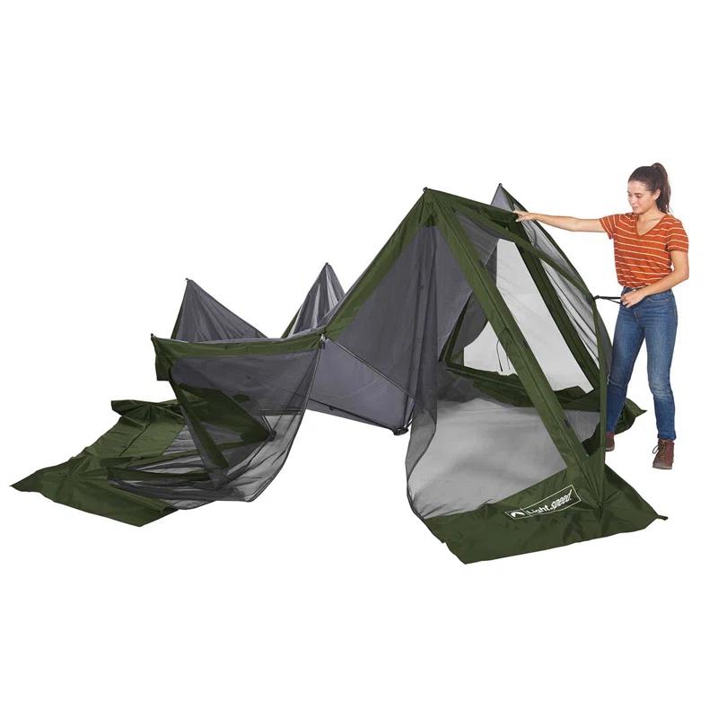 ECR4Kids ECR4Kids Lightspeed Outdoors Pop-Up 6-Sided Screen Shelter, Camping Gazebo, Green