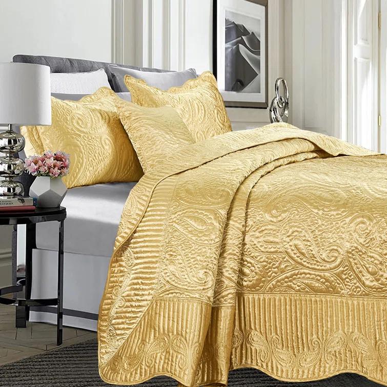 Serenta 4 Piece Quilted Satin Bedspread Set