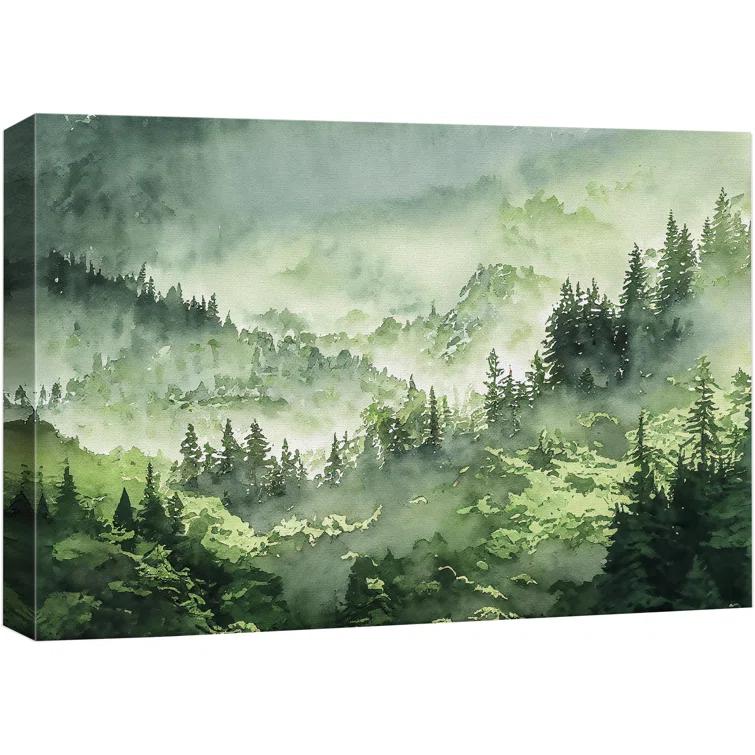 IDEA4WALL Woodland Forest Landscape " Green Pine Tree Forest "