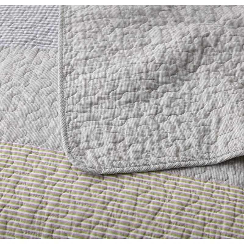 Chezmoi Collection Rene Lightweight Boho Chic Striped Cotton Quilt Set