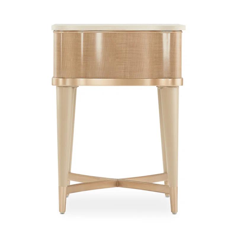Michael Amini Malibu Crest Marble Top End Table with Storage