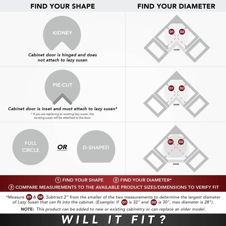 Rev-A-Shelf Rev-A-Shelf Solid Surface Kidney Lazy Susan for Corner Base Cabinet with Swivel Bearing
