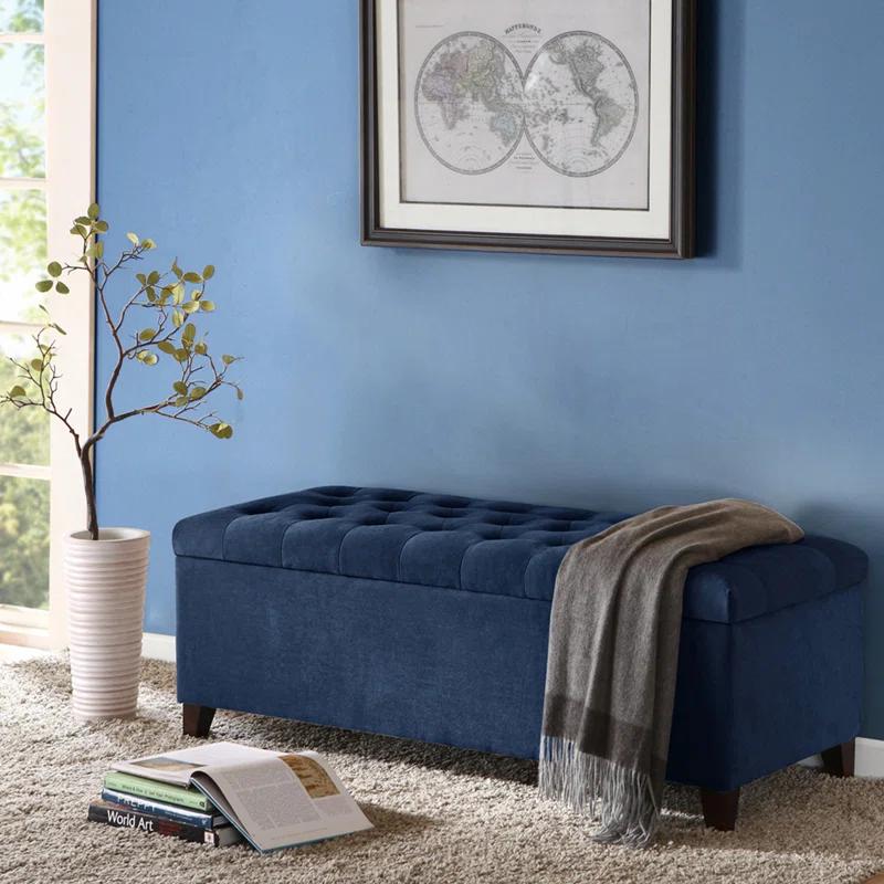 Everly Quinn Tufted Top Storage Bench, Mudroom Bench