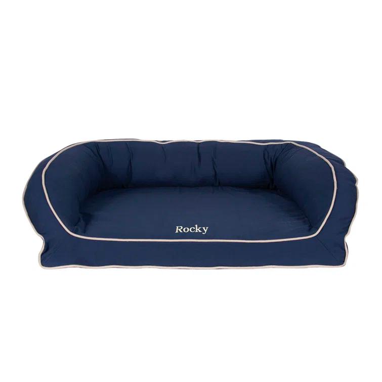 Carolina Pet Company Classic Twill Rectangular Pet Bed in Red with Khaki Cording