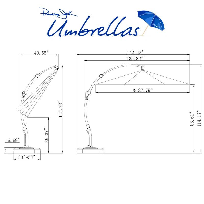 Panama Jack Outdoor 11.5 Ft Cantilever Sunbrella Denim 360 Umbrella w/Movable Base