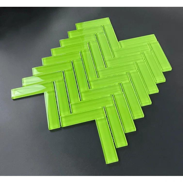 ES Stone 1" x 4" Glass Herringbone / Chevron Mosaic Tile (Set of 10)