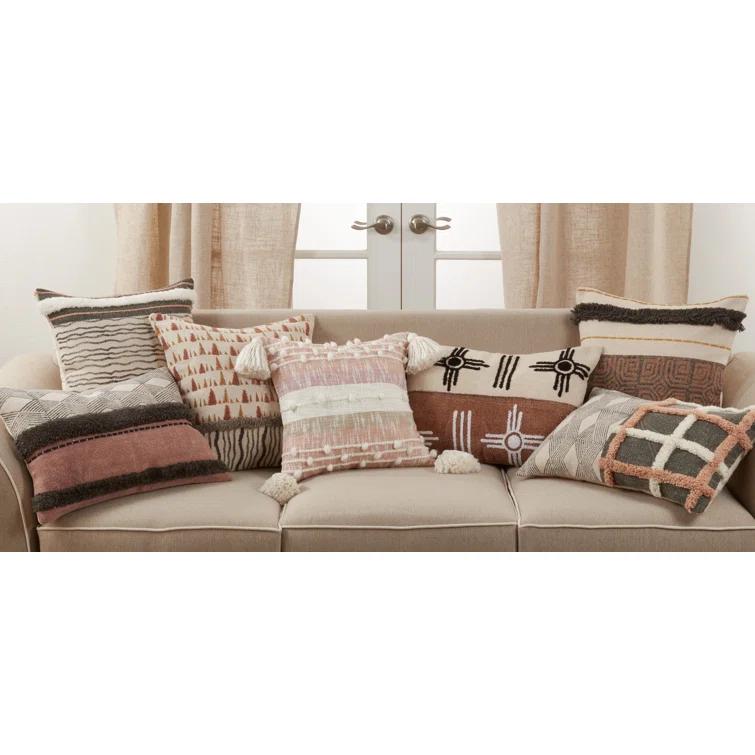Saro Sadie Collection Appliqued Cotton Throw Pillow