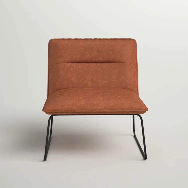 Spencer Faux Leather Armless Lounge Chair