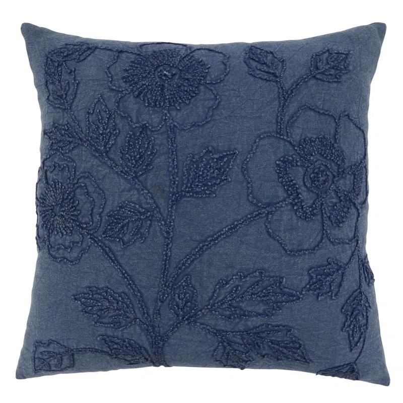 Saro Genevieve Collection Appliqued Cotton Throw Pillow