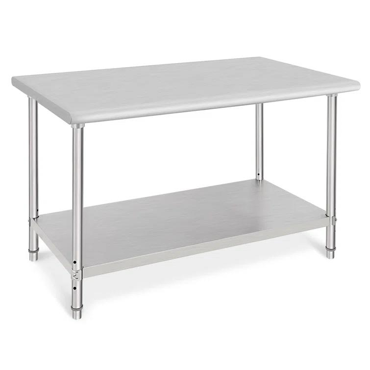 babevy Stainless Steel Table Commercial Work Table,NSF Three Layer Workbench Heavy Duty Prep Worktable