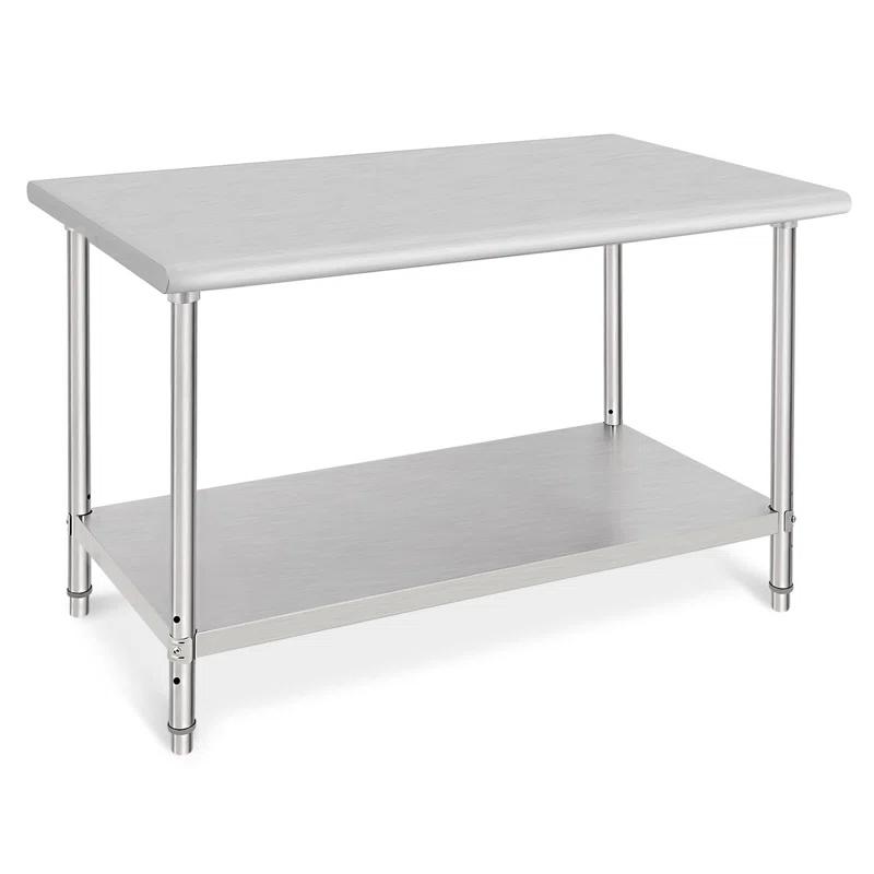 babevy Stainless Steel Table Commercial Work Table,NSF Three Layer Workbench Heavy Duty Prep Worktable