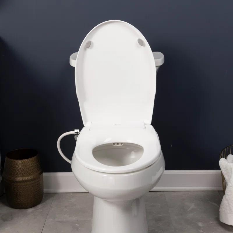 Bio Bidet by BEMIS Slim Zero Round Bidet Toilet Seat, Non-Electric, Dual Nozzles, Slow Close Lid and Night Light SLIMZEROR 000
