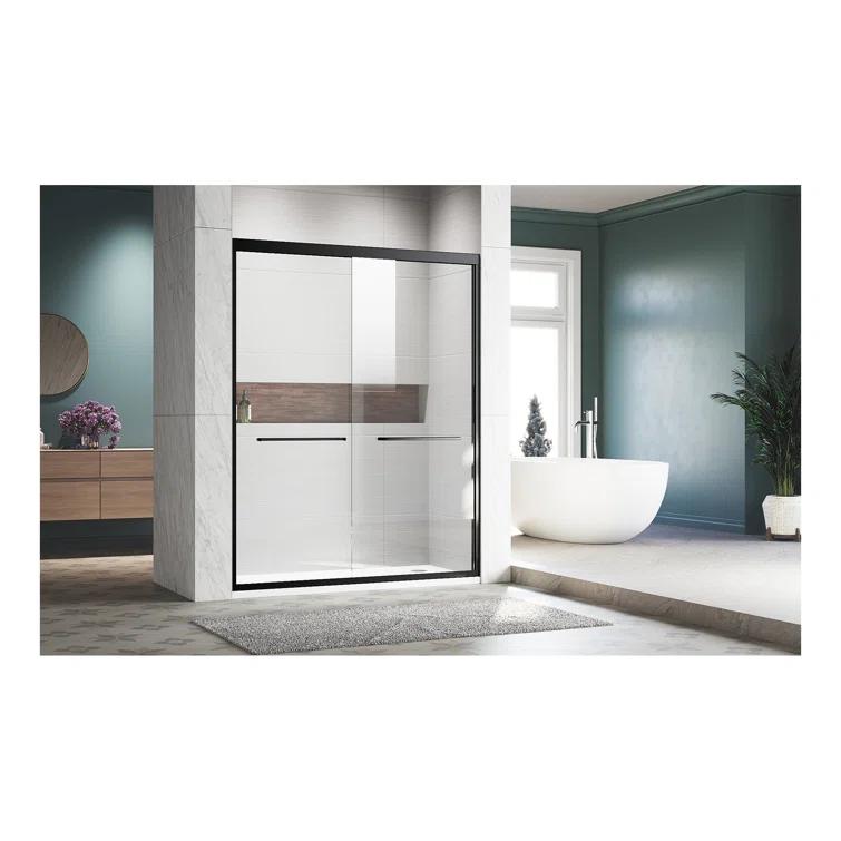 LOONGFIELD Sliding Shower Glass Door 56-60 In. W X 72 In. H, Adjustable Semi Frameless Shower Door, Certified Thick Clear Clear Tempered Glass, 304 Stainless Steel Handles ASTARQ-W2269P144324