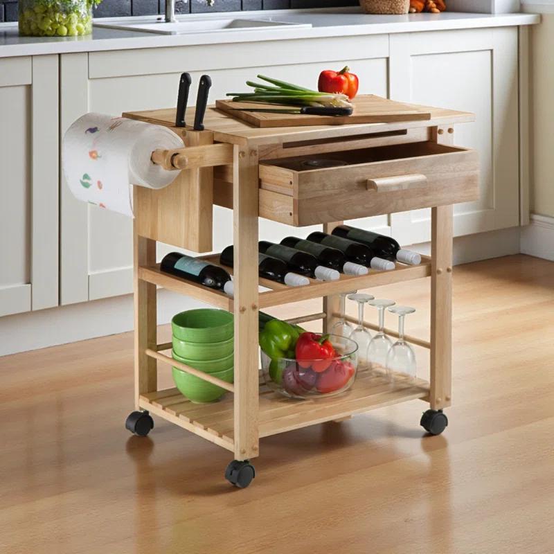 Millwood Pines Schulenburg Wood Kitchen Cart