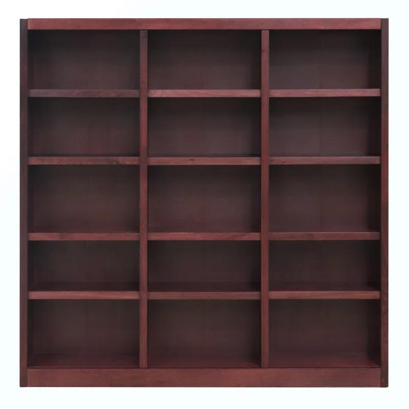 Winston Porter Flannagan Triple Wide Wood Bookcase, 15 Bookshelf, 72 inch Tall Storage and Display Bookshelf for Home Office and Living Room
