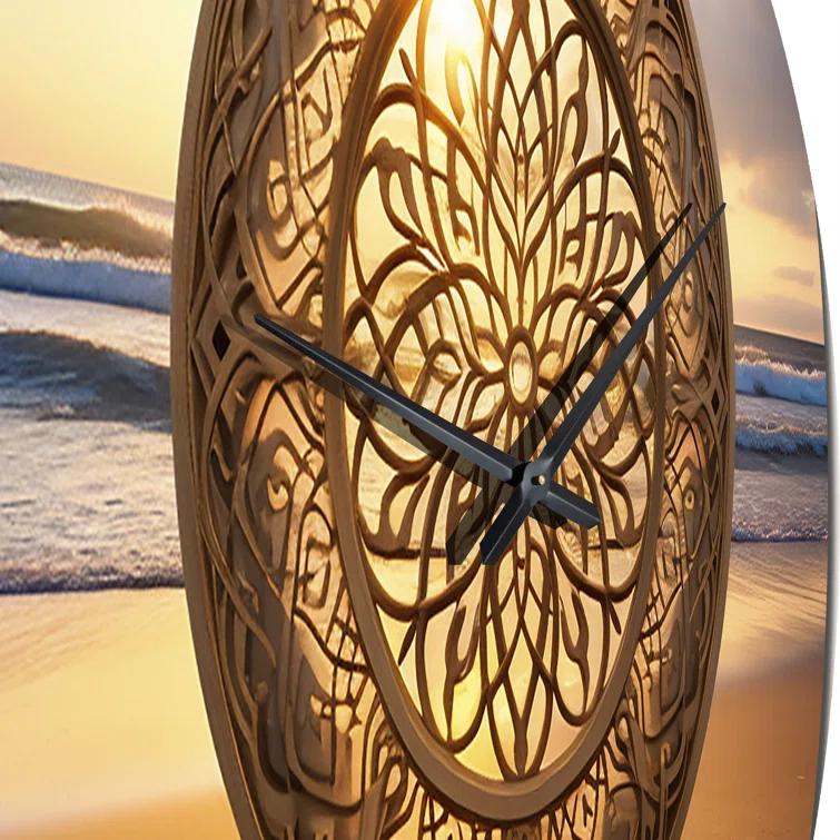 Design Art Majestic Mandala On The Beach Metal Wall Clock