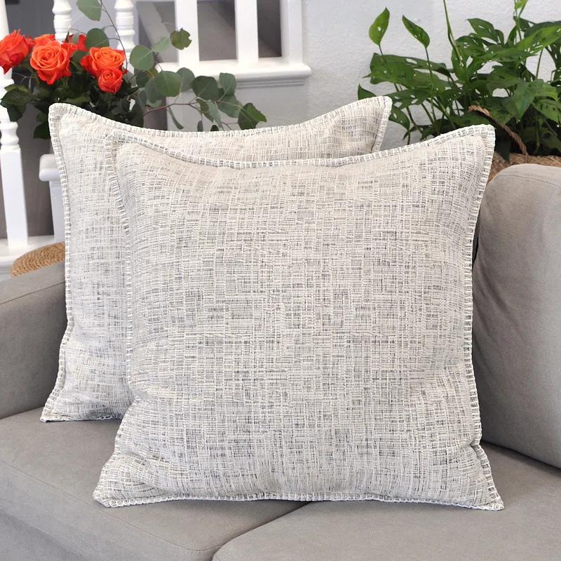 Oveesha Tassel Soft Chenille Throw Pillow Covers With Stitched Edge (Set of 2)