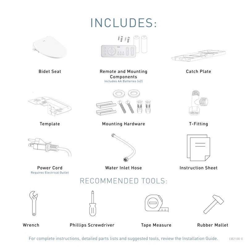 Moen EB2100-E 5-Series Premium Electronic Bidet Seat for Elongated Toilets with Remote